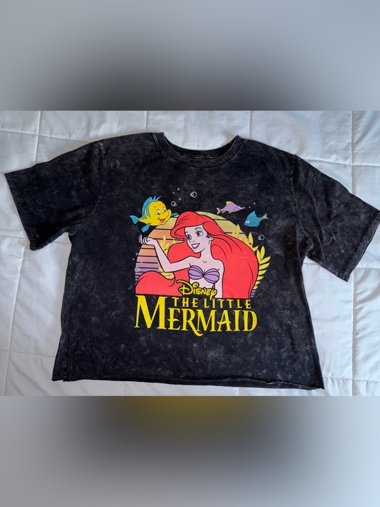 Disney Tops - Disney The Little Mermaid Black Graphic Cropped Tee - Large